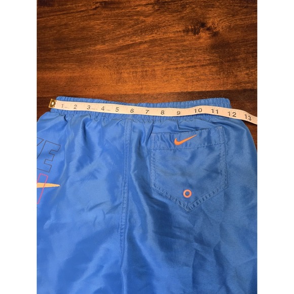 Nike Kids Yth Boys Medium Lined Swim Trunks Shorts Blue Orange Pocket Drawstring - Picture 8 of 9